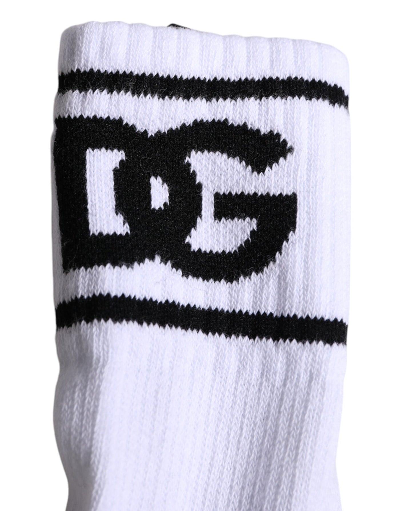 Dolce & Gabbana Weiße Baumwolle DG Logo Print Offene Socken