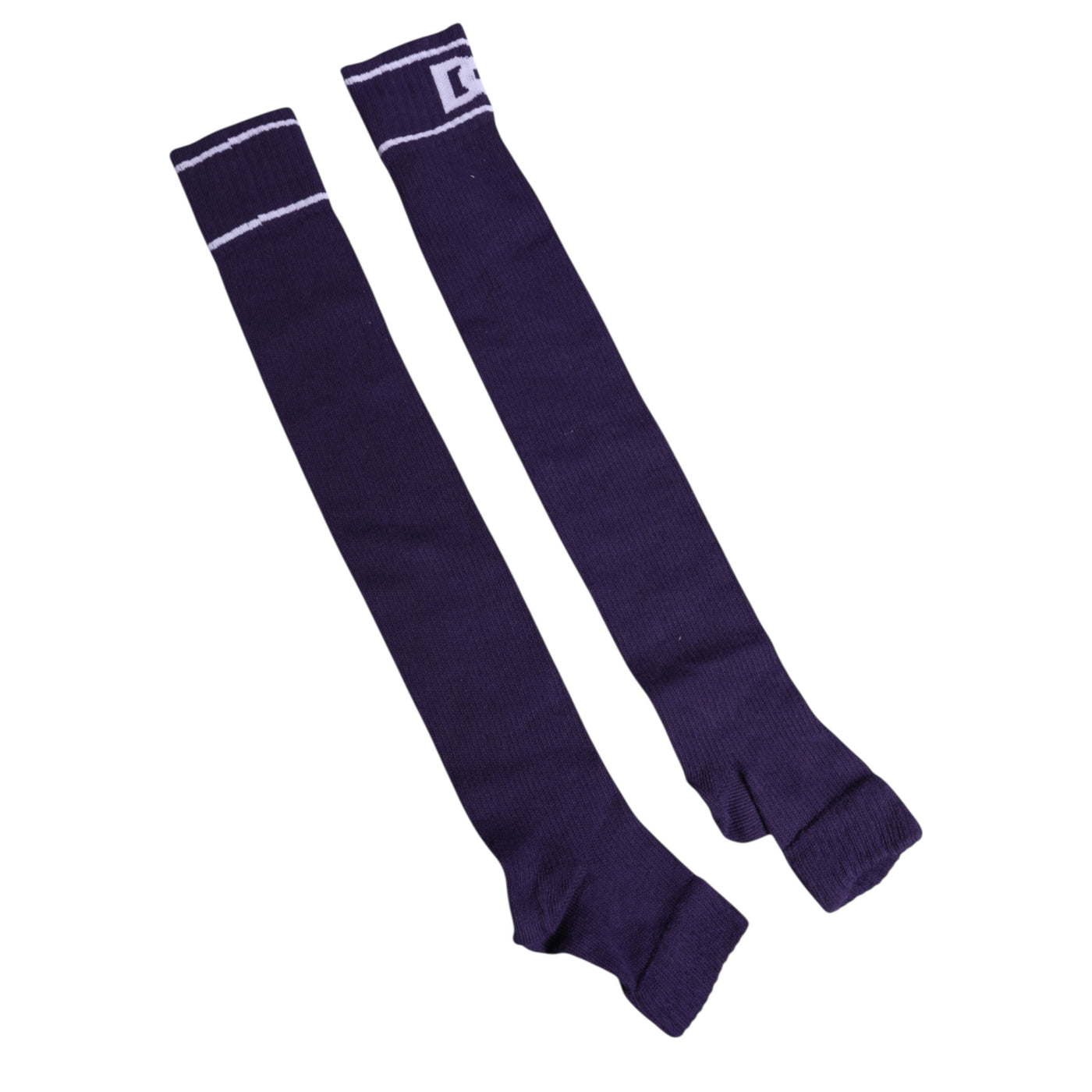 Dolce & Gabbana Lila Baumwolle DG Logo Print Open Toe Socken