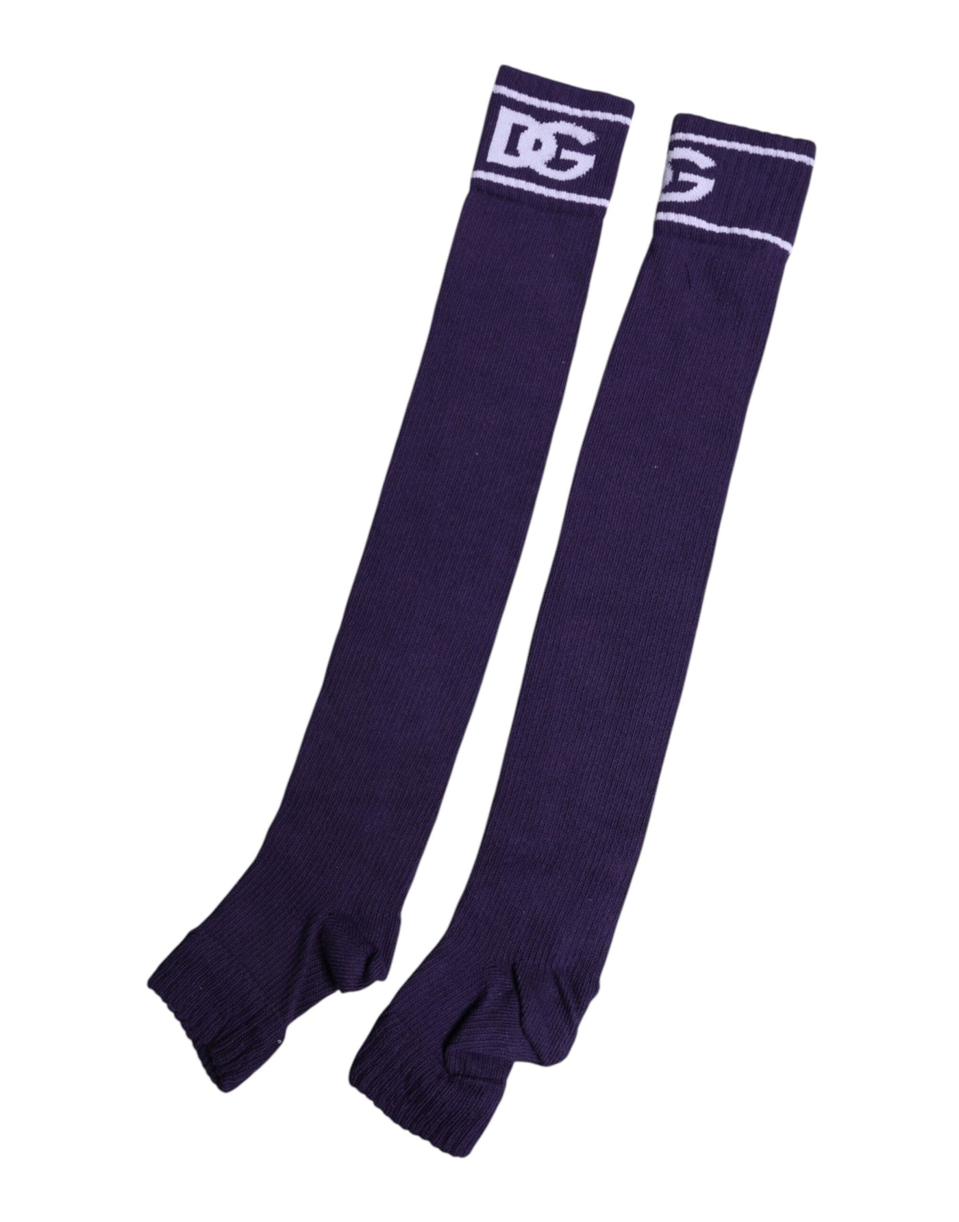 Dolce & Gabbana Lila Baumwolle DG Logo Print Open Toe Socken