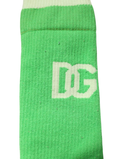Dolce & Gabbana Grüne DG Logo Mid Calf Herren Nylon Socken