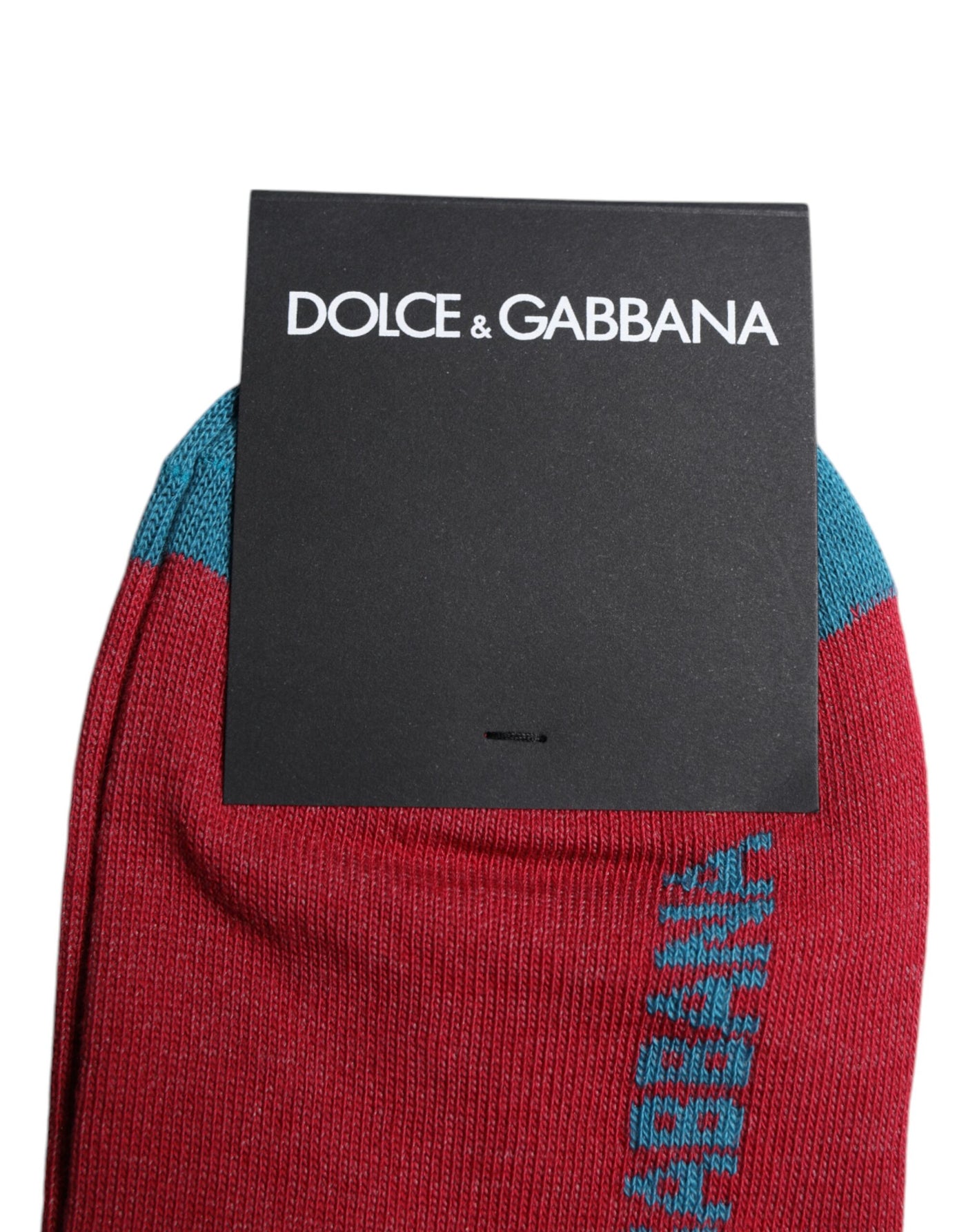 Dolce & Gabbana Rote Baumwolle DG Logo Print Mid Calf Socken