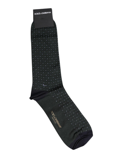 Dolce & Gabbana Schwarze gepunktete Baumwollsocken mit mittlerer Wade