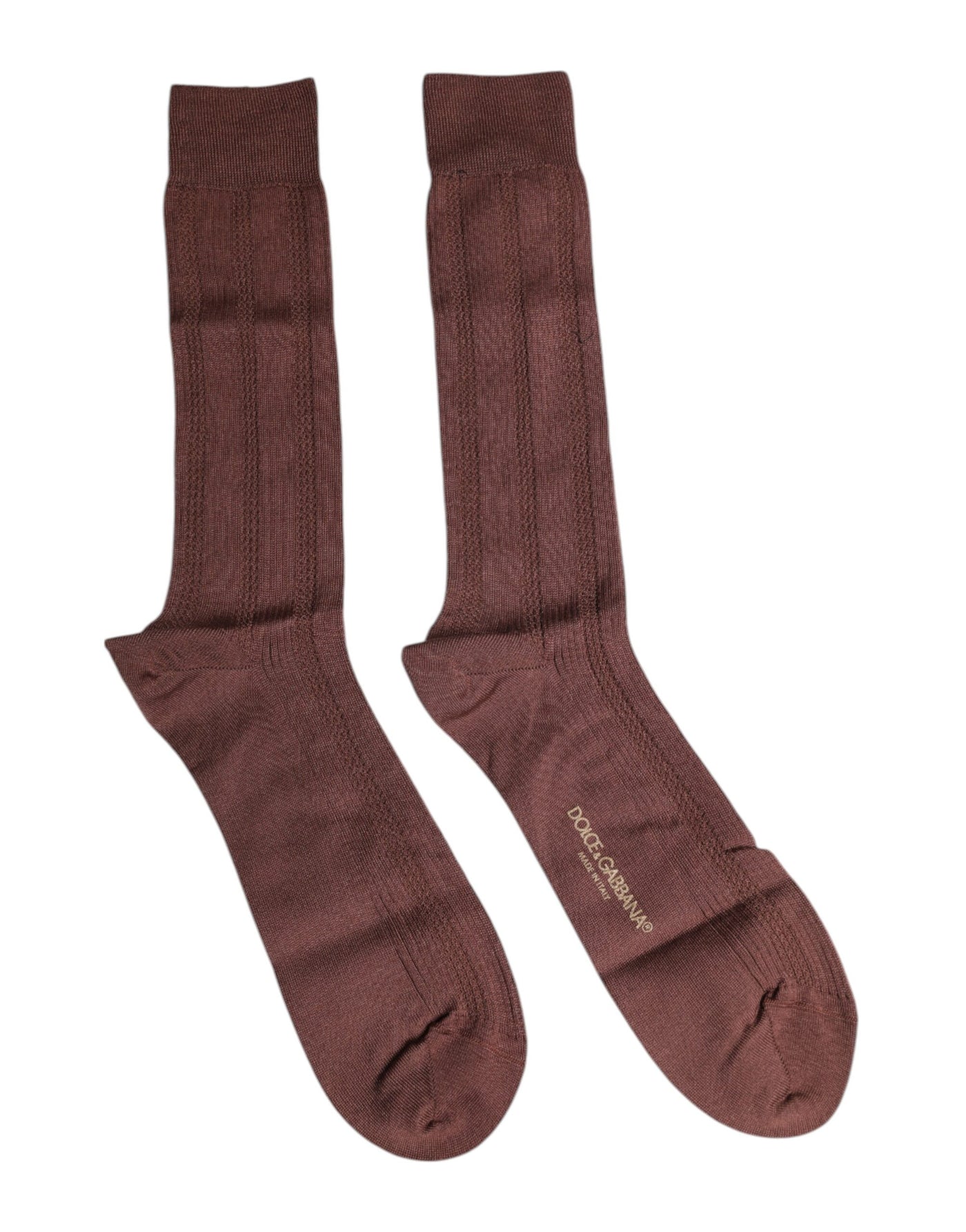 Dolce & Gabbana Braune Stretch Logo Print Mid Calf Socken