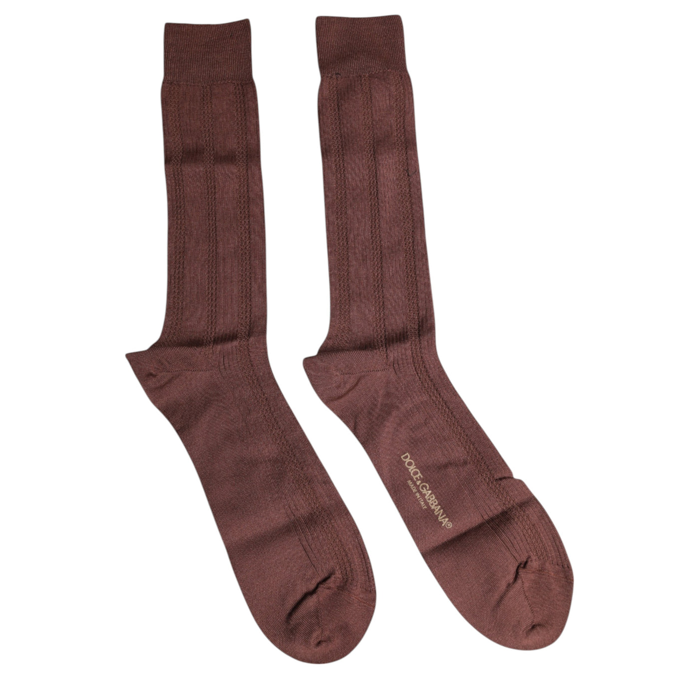 Dolce & Gabbana Braune Stretch Logo Print Mid Calf Socken