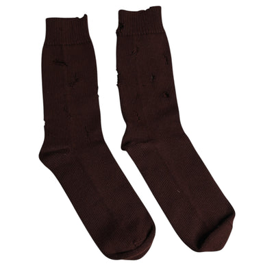 Dolce & Gabbana Brown Solid Cotton Stretch Mid Calf Socken
