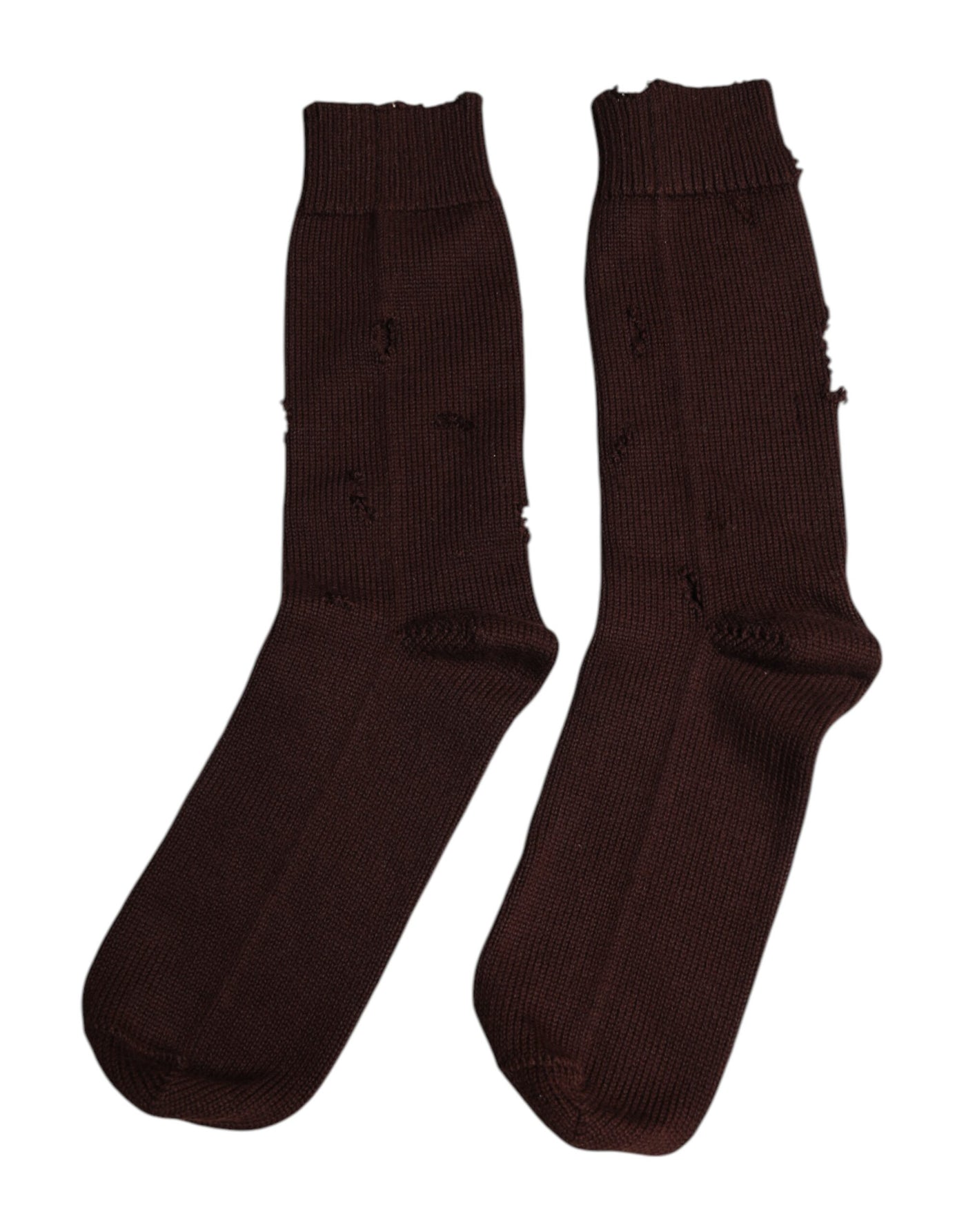 Dolce & Gabbana Brown Solid Cotton Stretch Mid Calf Socken