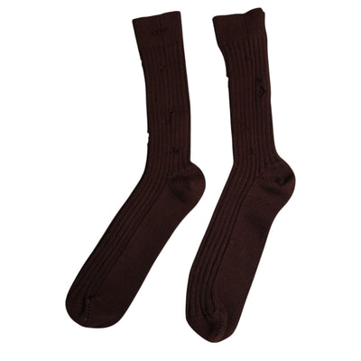 Dolce & Gabbana Braune Baumwoll-Stretch-Socken für die Wade