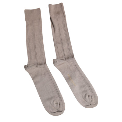 Dolce & Gabbana Braune Baumwoll-Stretch-Socken mit Logo über der Wade