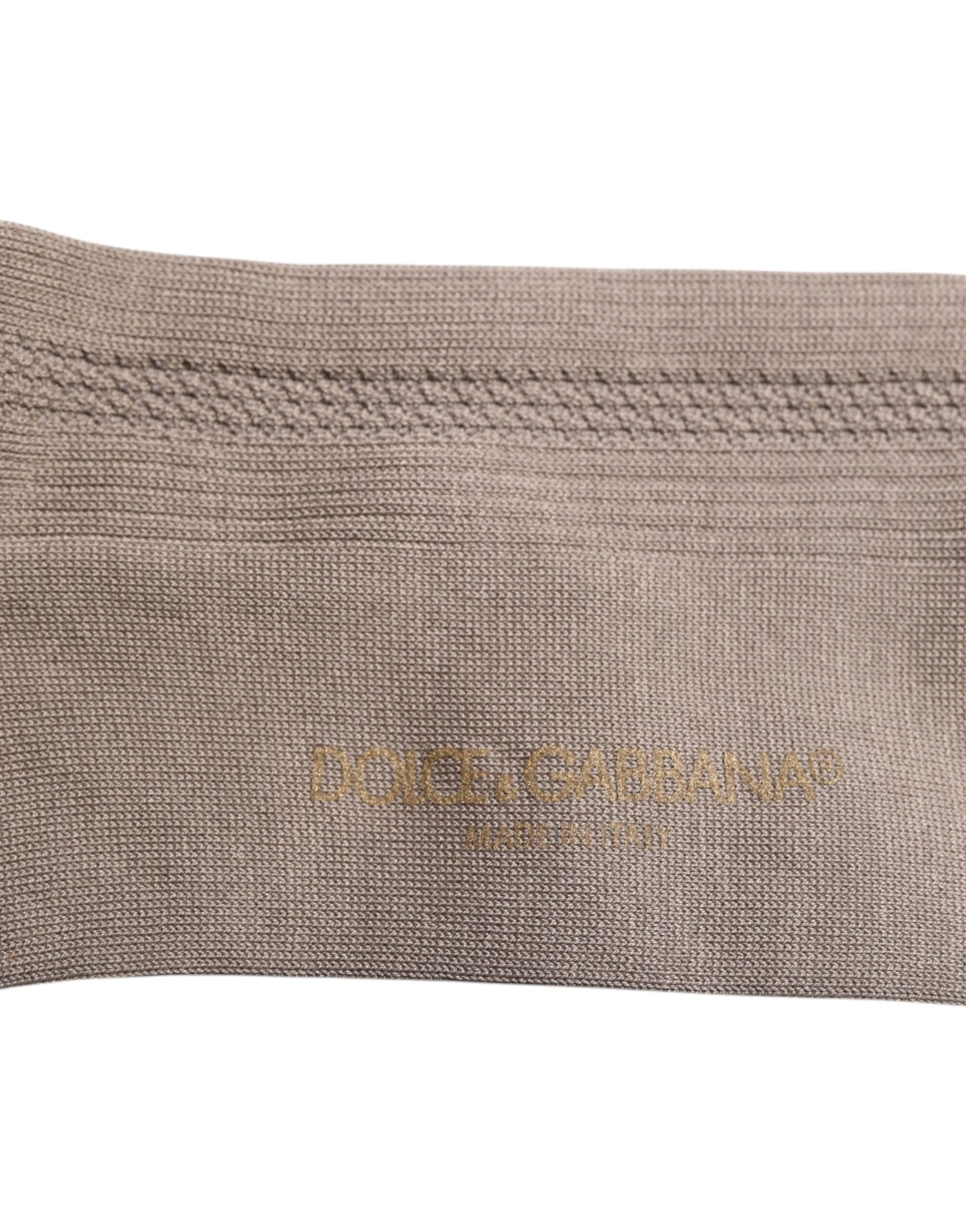 Dolce & Gabbana Braune Baumwoll-Stretch-Socken mit Logo über der Wade
