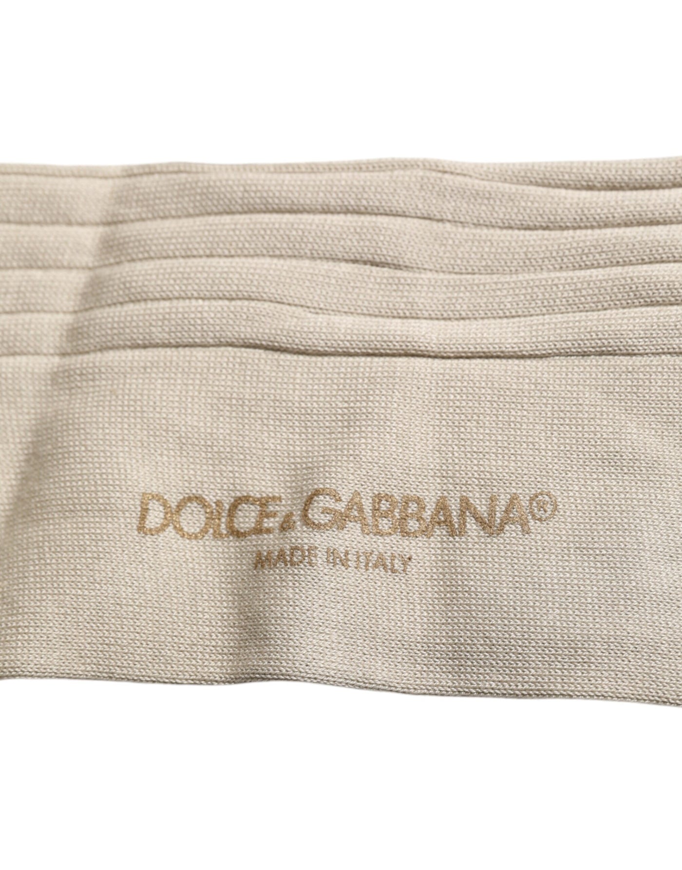 Dolce & Gabbana Beige Baumwolle Stretch Logo Mid Calf Socken