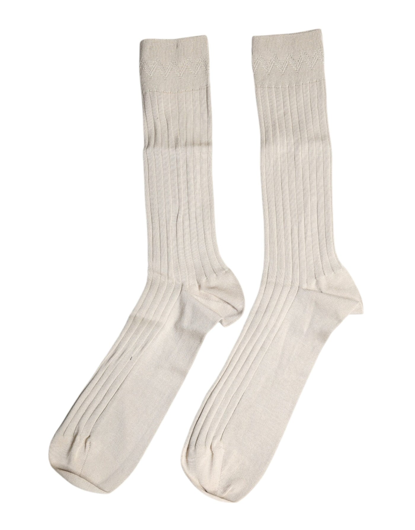 Dolce & Gabbana Beige Baumwolle Stretch Logo Mid Calf Socken
