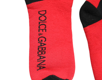 Dolce & Gabbana Rote Baumwoll-Stretch-Socken mit Druck