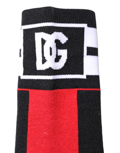 Dolce & Gabbana Rote Baumwoll-Stretch-Socken mit Druck