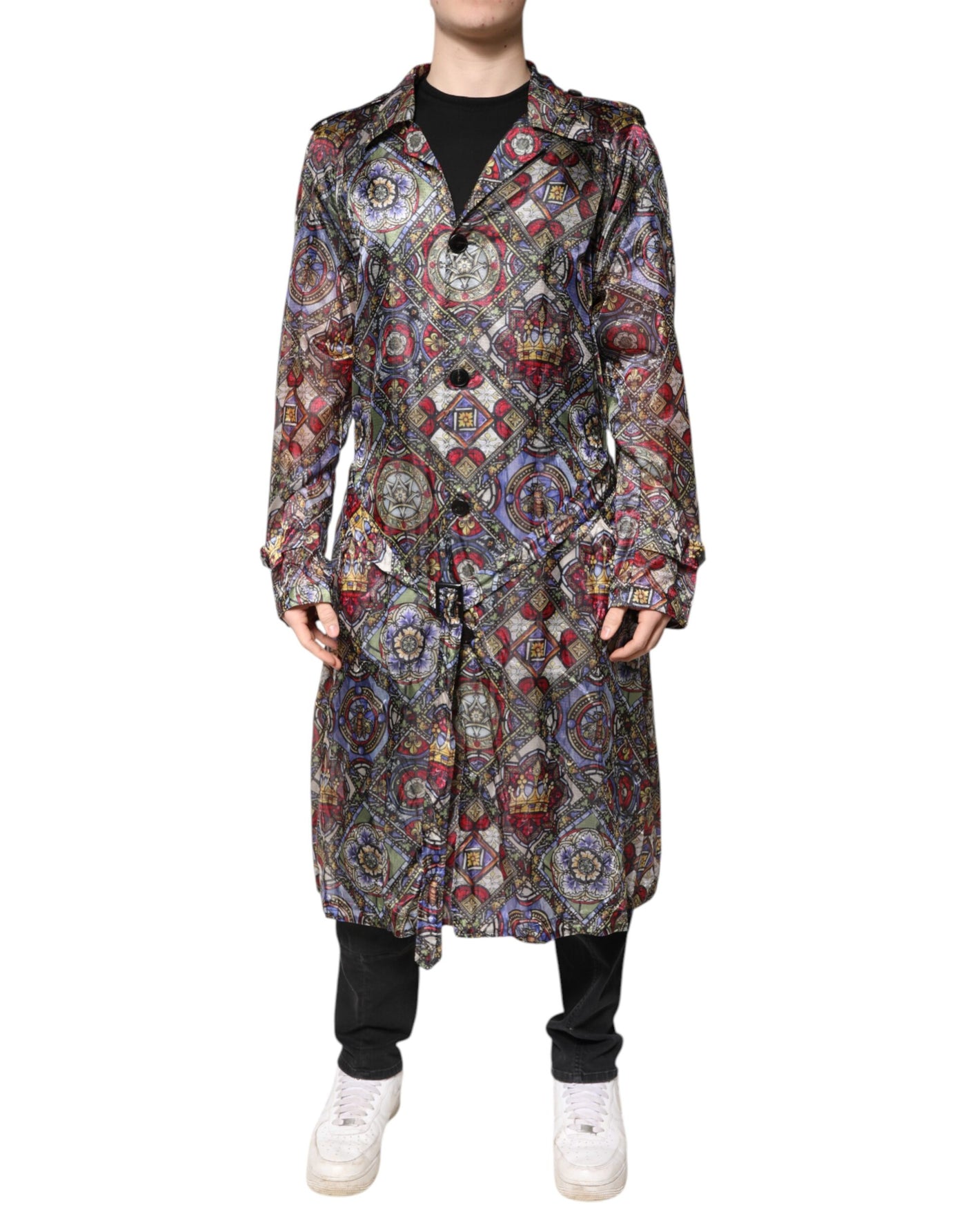 Dolce & Gabbana Multicolor Royal Bee Crown Trenchcoat Jacke