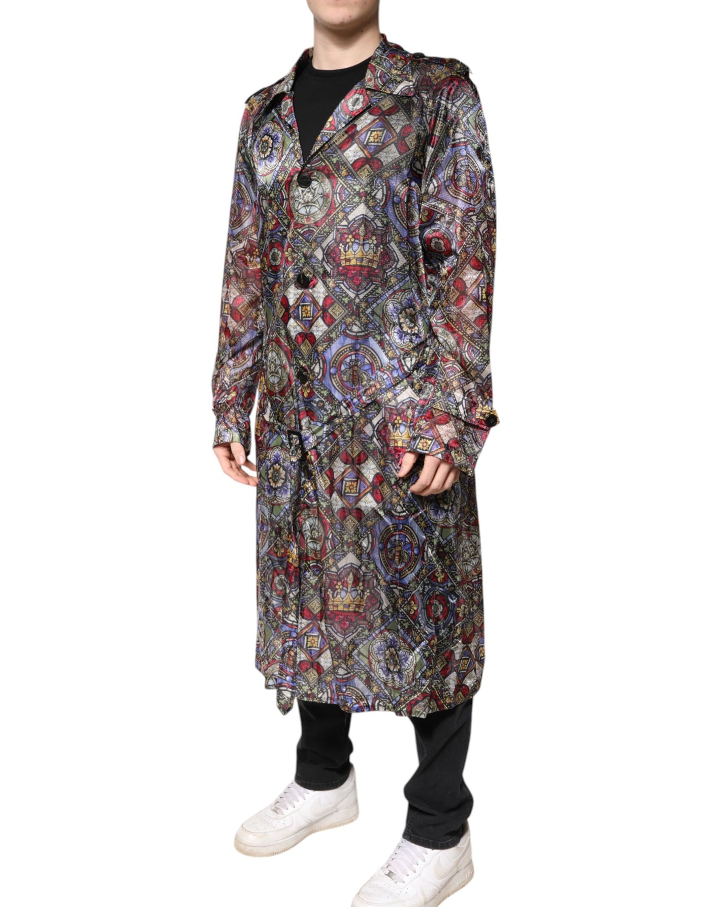 Dolce & Gabbana Multicolor Royal Bee Crown Trenchcoat Jacke