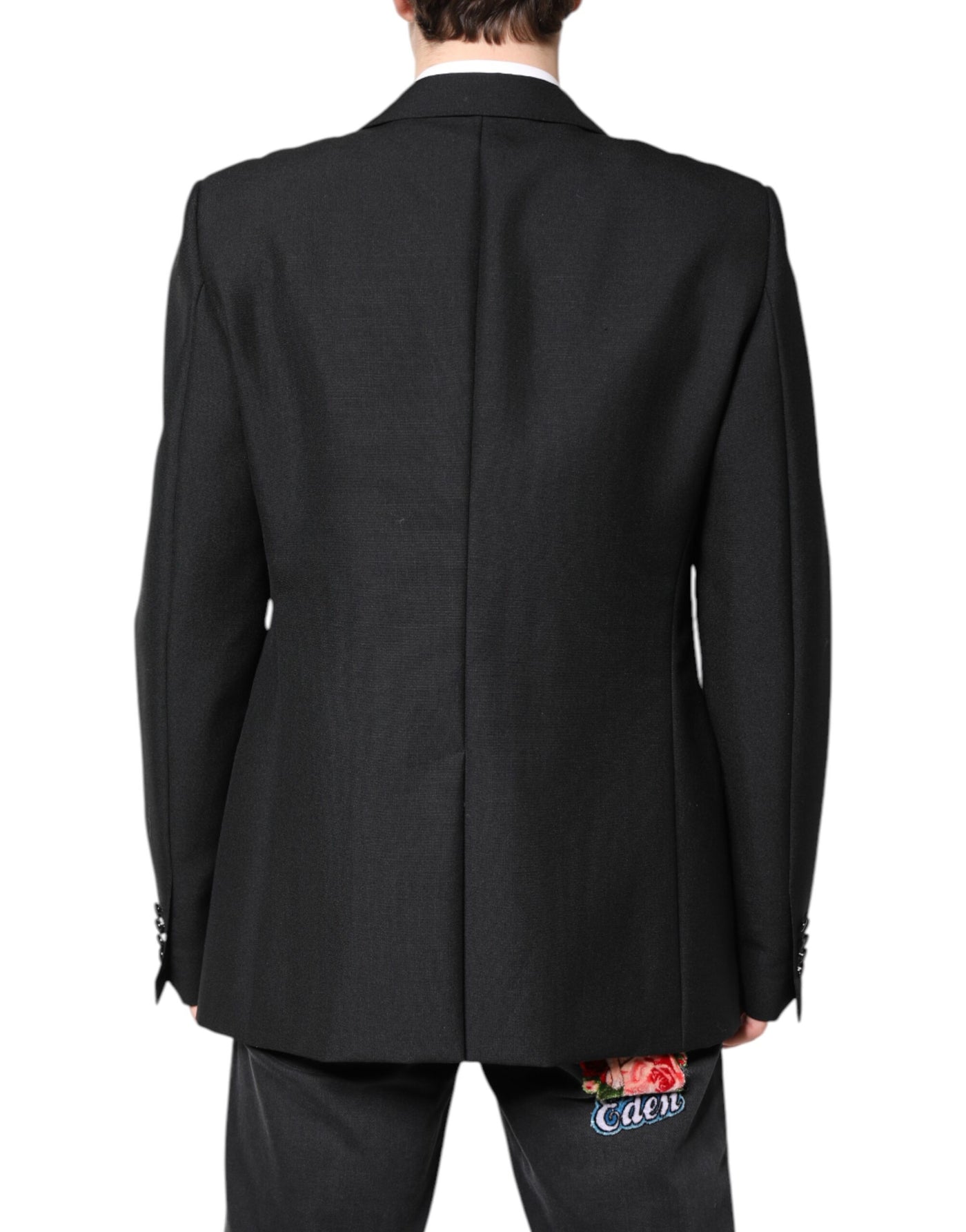 Dolce & Gabbana Schwarzer einreihiger Wollmantel Blazer