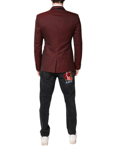 Dolce & Gabbana Maroon Wolle Slim Fit Männer Mantel Jacke Blazer