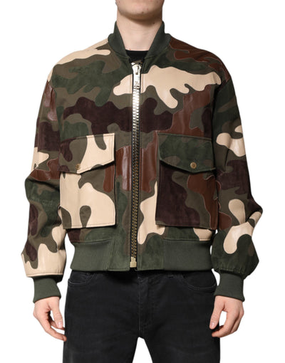 Dolce & Gabbana Mehrfarbige Bomberjacke mit Reißverschluss aus Baumwolle