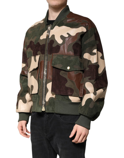 Dolce & Gabbana Mehrfarbige Bomberjacke mit Reißverschluss aus Baumwolle