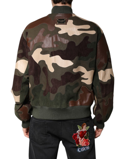 Dolce & Gabbana Mehrfarbige Bomberjacke mit Reißverschluss aus Baumwolle