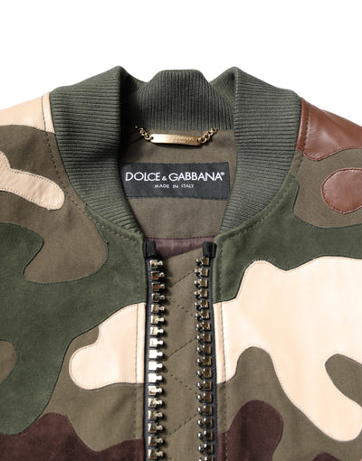 Dolce & Gabbana Mehrfarbige Bomberjacke mit Reißverschluss aus Baumwolle