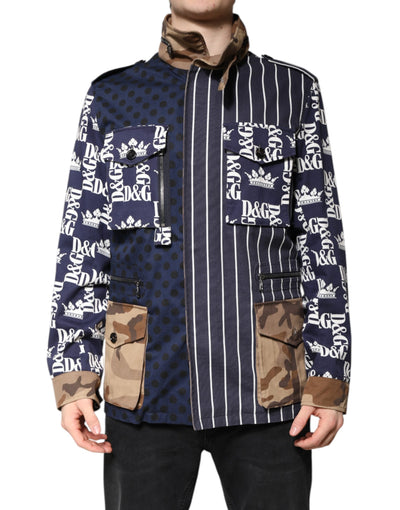 Dolce & Gabbana Multicolor Baumwolle Logo Patchwork Mantel Jacke