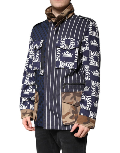 Dolce & Gabbana Multicolor Baumwolle Logo Patchwork Mantel Jacke