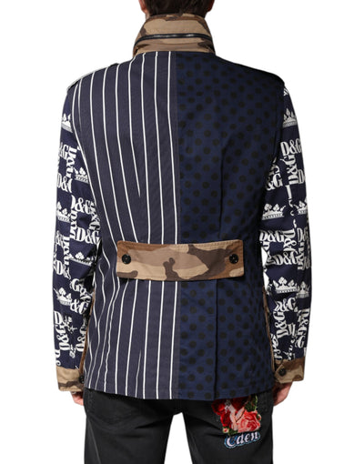 Dolce & Gabbana Multicolor Baumwolle Logo Patchwork Mantel Jacke