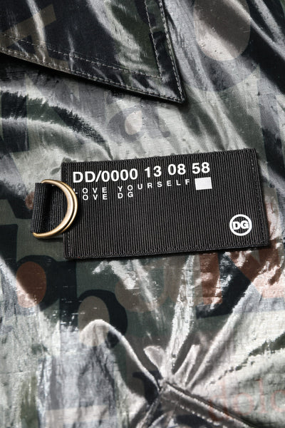 Dolce & Gabbana Grüne DG Logo Print Bomberjacke mit durchgehendem Reißverschluss