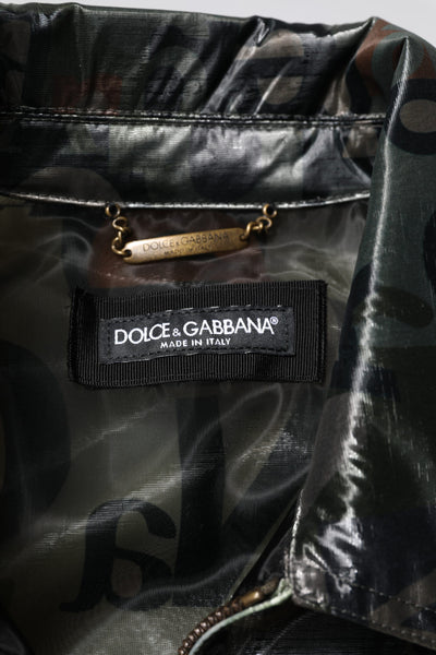 Dolce & Gabbana Grüne DG Logo Print Bomberjacke mit durchgehendem Reißverschluss