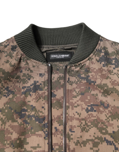 Dolce & Gabbana Braune Camouflage Bomberjacke mit durchgehendem Reißverschluss