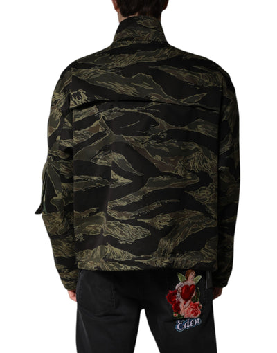 Dolce & Gabbana Mehrfarbige Camouflage-Baumwoll-Bomberjacke