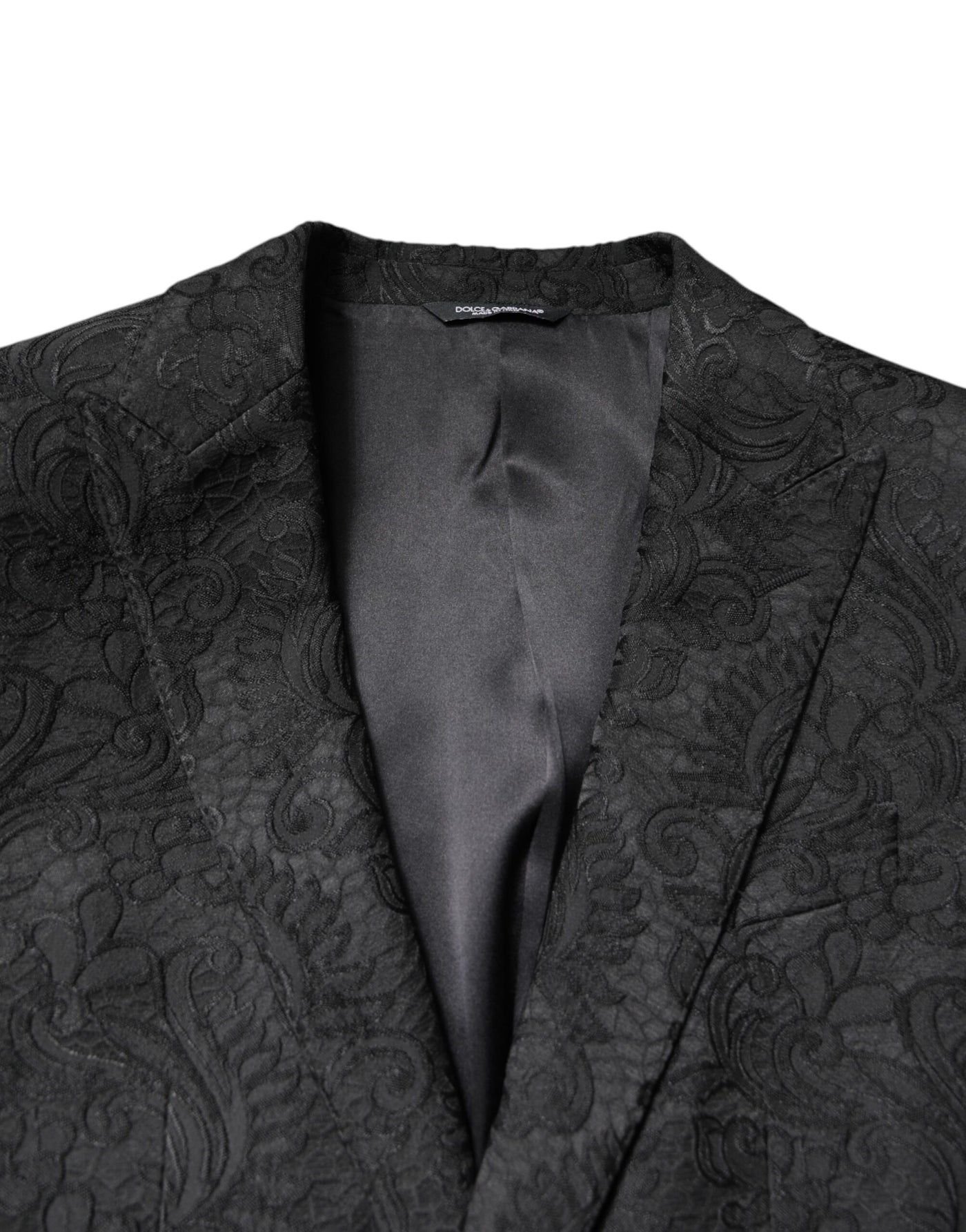 Dolce & Gabbana Schwarzer geblümter Jacquard-Mantel Jacke Blazer