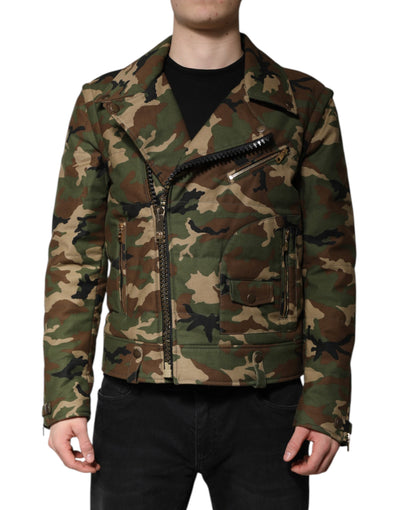 Dolce & Gabbana Mehrfarbig getarnte Nylon-Biker-Jacke