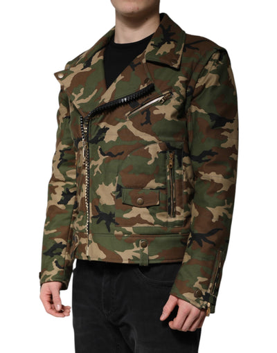 Dolce & Gabbana Mehrfarbig getarnte Nylon-Biker-Jacke