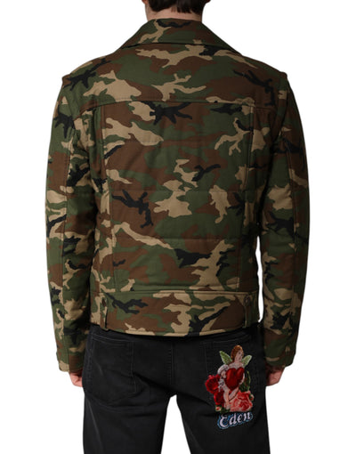Dolce & Gabbana Mehrfarbig getarnte Nylon-Biker-Jacke