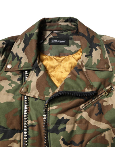 Dolce & Gabbana Mehrfarbig getarnte Nylon-Biker-Jacke