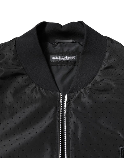 Dolce & Gabbana Schwarze Bomberjacke mit langen Ärmeln und durchgehendem Reißverschluss