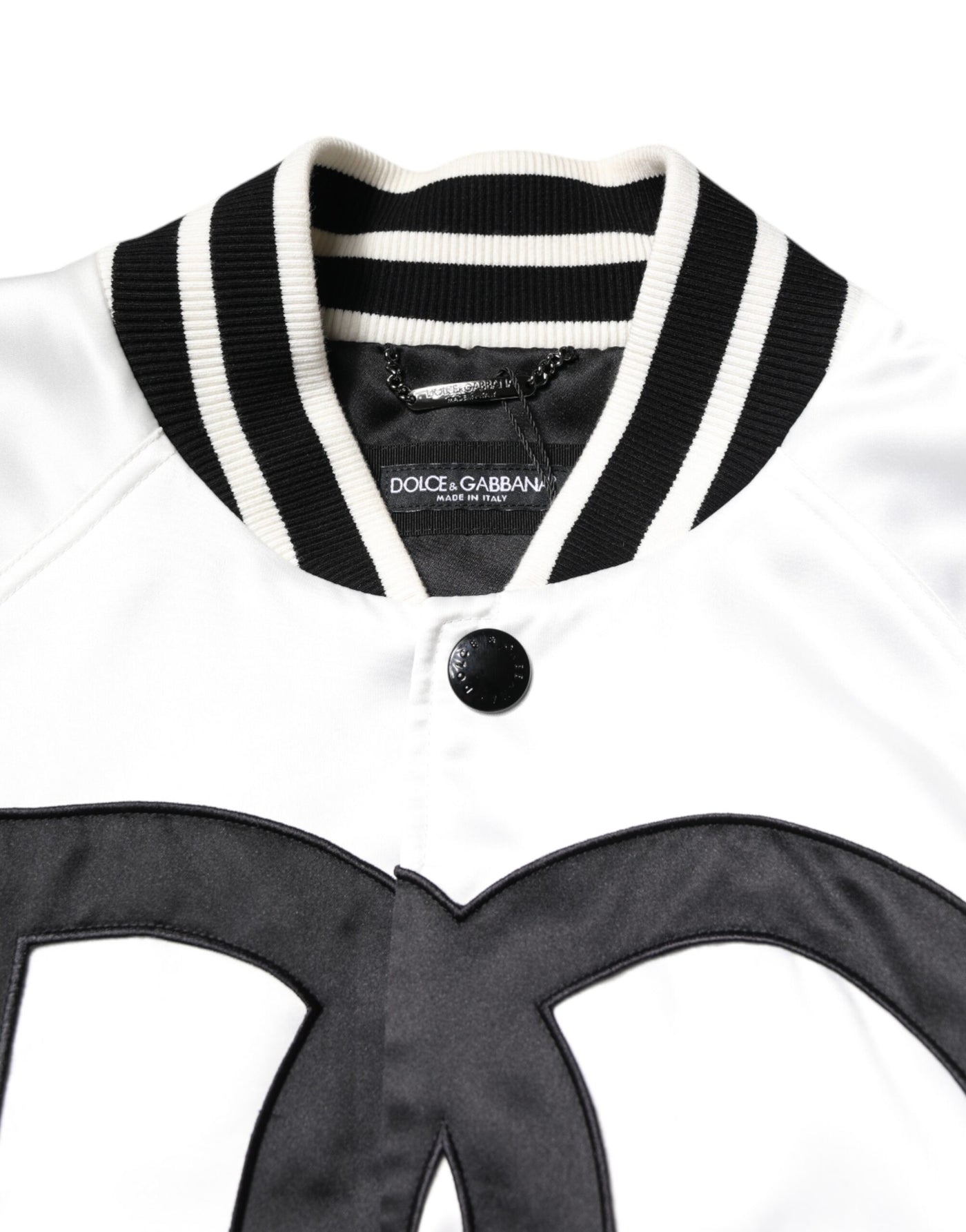 Dolce & Gabbana Weiße DG Logo Polyester Jersey Bomberjacke