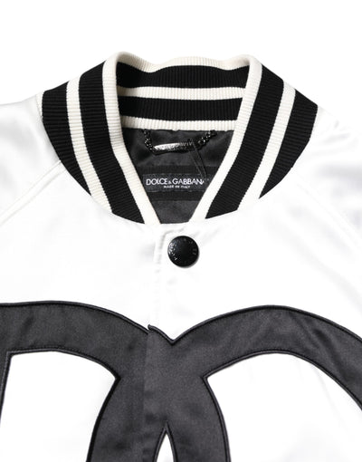 Dolce & Gabbana Weiße DG Logo Polyester Jersey Bomberjacke