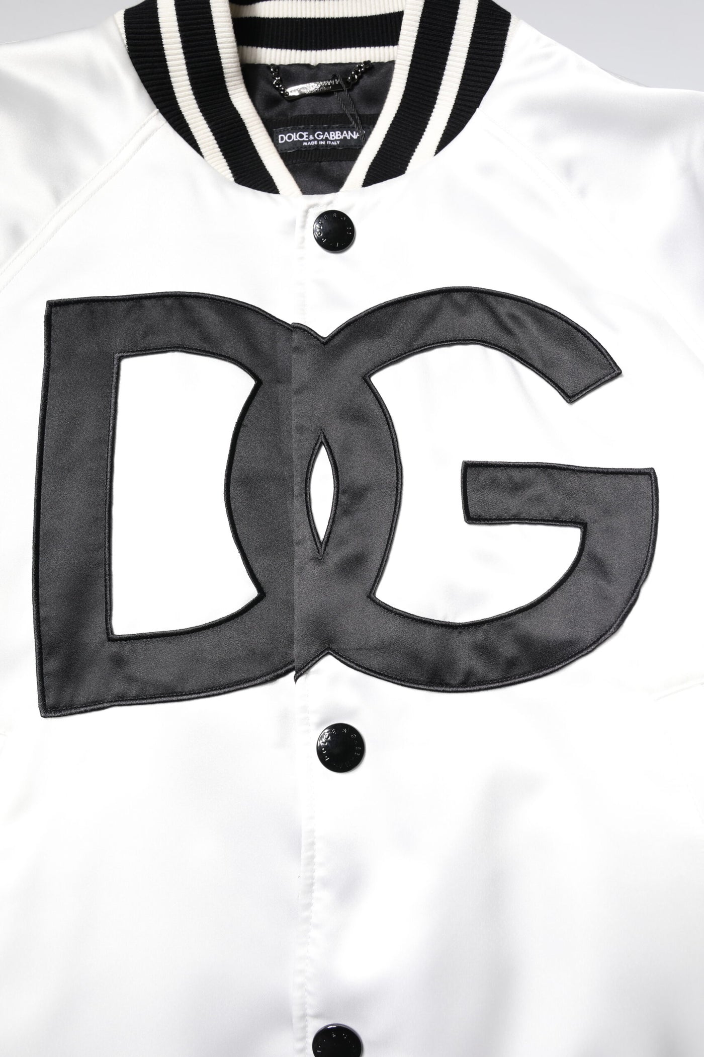 Dolce & Gabbana Weiße DG Logo Polyester Jersey Bomberjacke
