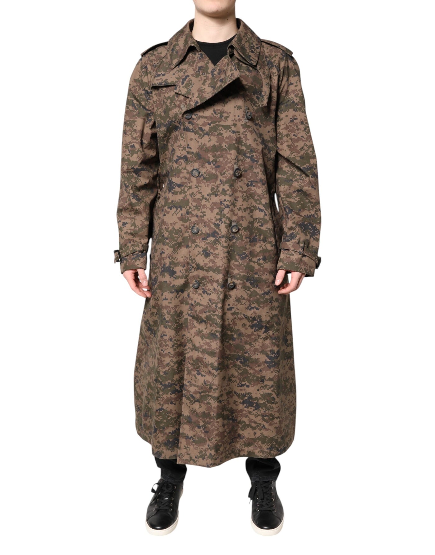 Dolce & Gabbana Multicolor Camouflage Zweireiher Mantel Jacke