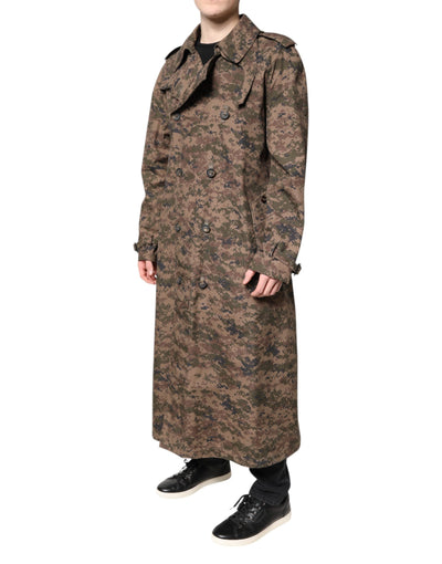 Dolce & Gabbana Multicolor Camouflage Zweireiher Mantel Jacke