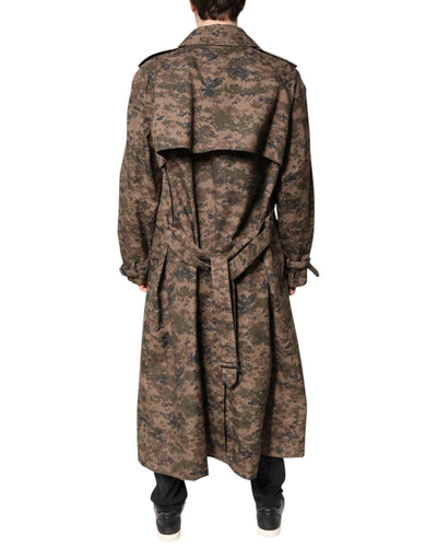 Dolce & Gabbana Multicolor Camouflage Zweireiher Mantel Jacke