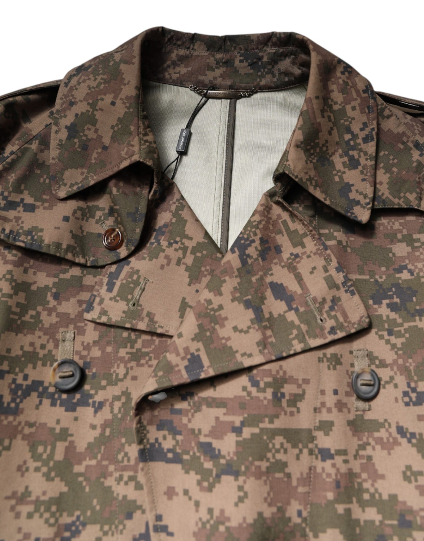 Dolce & Gabbana Multicolor Camouflage Zweireiher Mantel Jacke