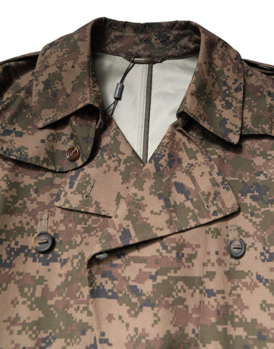 Dolce & Gabbana Multicolor Camouflage Zweireiher Mantel Jacke