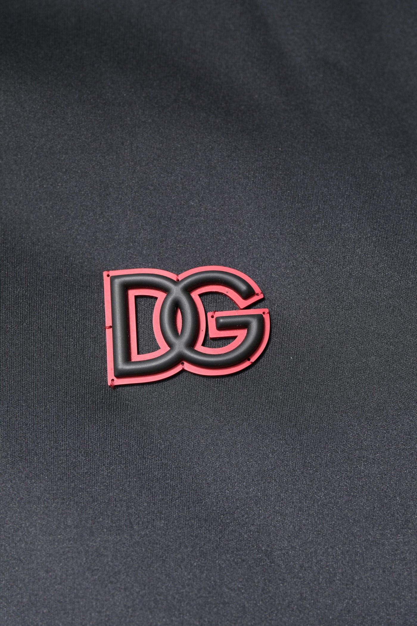 Dolce & Gabbana Schwarze Polyester DG Jacke mit Kapuze und durchgehendem Reißverschluss
