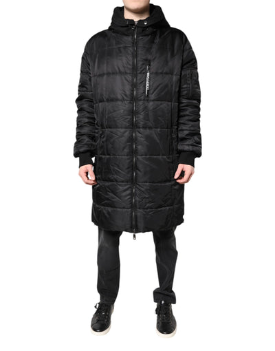 Dolce & Gabbana Schwarzer Kapuzen-Parka-Mantel Winterjacke