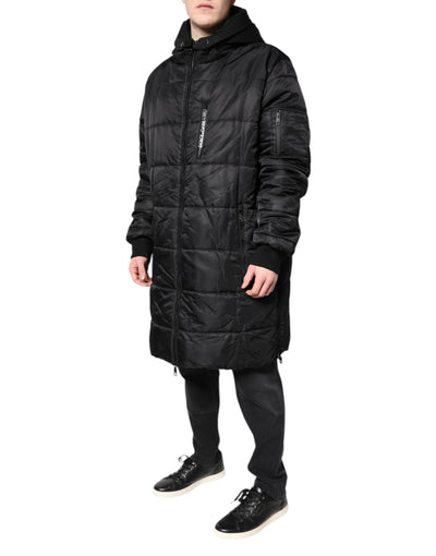 Dolce & Gabbana Schwarzer Kapuzen-Parka-Mantel Winterjacke