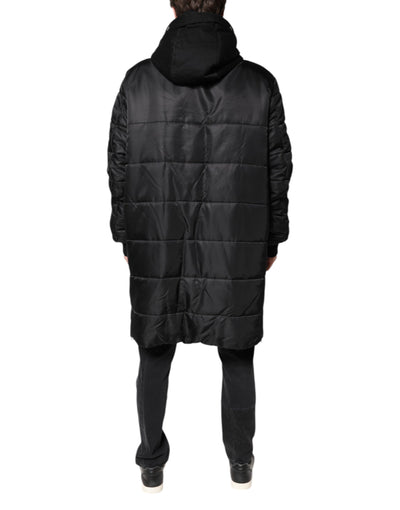 Dolce & Gabbana Schwarzer Kapuzen-Parka-Mantel Winterjacke